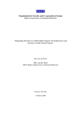 Keynote address by Max van der Stoel at the conference on Inter-Ethnic Relations and Minorities in South Eastern Europe