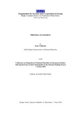 Opening statement by Knut Vollebaek, OSCE High Commissioner on National Minorities