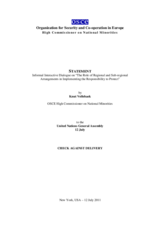 Statement by Knut Vollebaek, OSCE High Commissioner on National Minorities