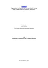 Address by Knut Vollebaek, OSCE High Commissioner on National Minorities