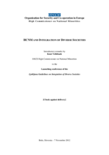 Introductory Remarks by Knut Vollebaek, OSCE High Commissioner on National Minorities