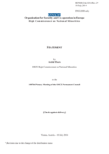 Report by the High Commissioner on National Minorities, Ms. Astrid Thors