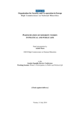 Panel presentation by Astrid Thors, OSCE High Commissioner on National Minorities