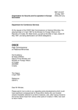 Correspondence between HCNM and Croatia regarding refugees