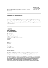 Correspondence between HCNM and Croatia regarding refugees