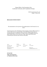 Correspondence between HCNM and Estonia regarding the Law on Aliens