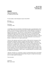 Letter from HCNM to the OSCE Permanent Council regarding Estonia