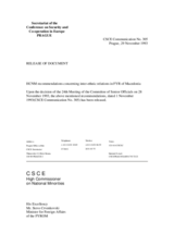 Correspondence between HCNM and the former Yugoslav Republic of Macedonia regarding inter-ethnic relations