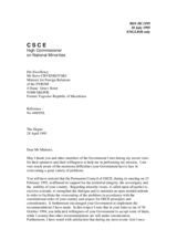 Correspondence between HCNM and the former Yugoslav Republic of Macedonia regarding inter-ethnic relations and education rights