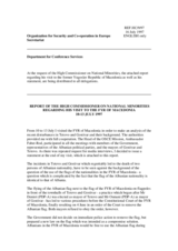 Report of the HCNM regarding the former Yugoslav Republic of Macedonia