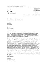 Report of the HCNM to the OSCE Permanent Council regarding the Team of Experts in Hungary and Slovakia