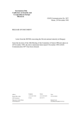 Correspondence between HCNM and Hungary regarding the Slovak minority