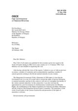 Correspondence between HCNM and Hungary regarding the Slovak minority