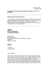 Correspondence between HCNM and Hungary regarding the Slovak minority