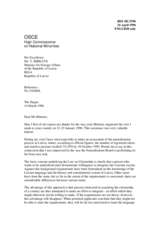 Correspondence between HCNM and Latvia regarding citizenship