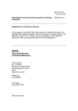 Correspondence between HCNM and Latvia regarding citizenship