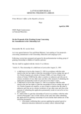 Correspondence between HCNM and Latvia regarding the Working Group Concerning Amendments to the Citizenship Law