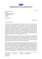 Letter from HCNM to Babes-Bolyai University, Romania, regarding multiculturalism