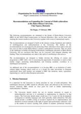 Letter from HCNM to Babes-Bolyai University, Romania, with recommendations on multiculturalism