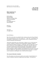 Correspondence between HCNM and the Slovak Republic regarding the Hungarian minority