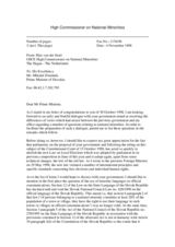 Correspondence between HCNM and the Slovak Republic regarding national minorities