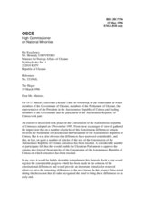 Correspondence between HCNM and Ukraine regarding the Autonomous Republic of Crimea