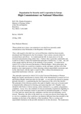 Correspondence between HCNM and the Slovak Republic regarding legislation