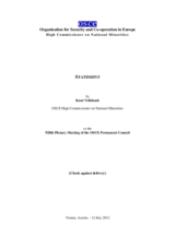 Report by Knut Vollebaek, OSCE High Commissioner on National Minorities