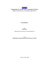 Report by Rolf Ekeus, OSCE High Commissioner on National Minorities, to the 555th Plenary Meeting of the OSCE Permanent Council