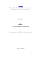 Report by Rolf Ekeus, OSCE High Commissioner on National Minorities, to the 502nd Special Plenary Meeting of the OSCE Permanent Council