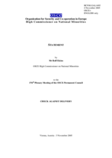 Report by the OSCE High Commissioner on National Minorities, Rolf Ekeus