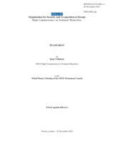 Report by Knut Vollebaek, OSCE High Commissioner on National Minorities 