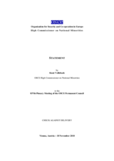 Report by the OSCE High Commissioner on National Minorities to the Permanent Council