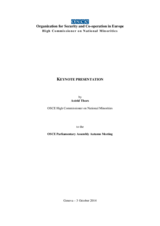 Statement to the OSCE Parliamentary Assembly by Astrid Thors, OSCE High Commissioner on National Minorities