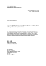 Correspondence between HCNM and Albania regarding Greek minority