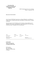 Correspondence between HCNM and Albania regarding Greek minority 