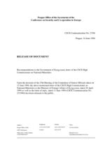 Correspondence between HCNM and Kyrgyzstan regarding inter-ethnic relations