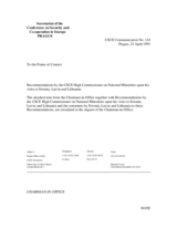 Correspondence between HCNM and Estonia, Latvia and Lithuania with recommendations on inter-ethnic relations