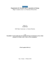 Address by Astrid Thors, OSCE High Commissioner on National Minorities