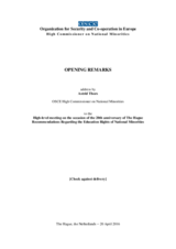 Address by Astrid Thors, OSCE High Commissioner on National Minorities