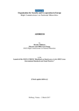 Launch of the OSCE-UNHCR “Handbook on Statelessness in the OSCE Area: International Standards and Good Practices”